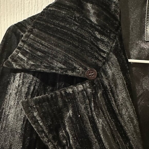 Guess Jeans Glamour Black Crushed Velvet Duster Trench Coat - Picture 8 of 15